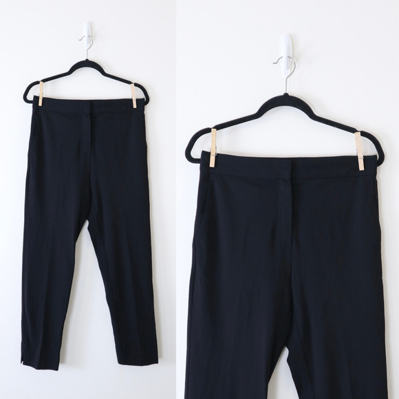 Max Mara US 10 Slim Leg Stretch Pants Flat Front Black - Picture 1 of 11